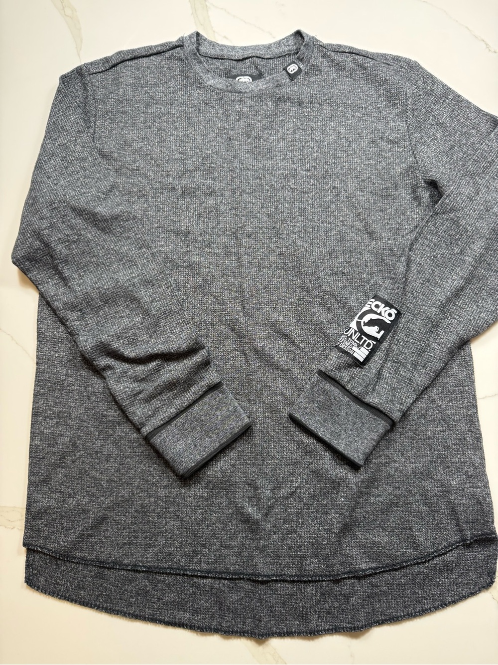 Ecko Unlimited Men's Heather Gray Crewneck Thermal Pullover